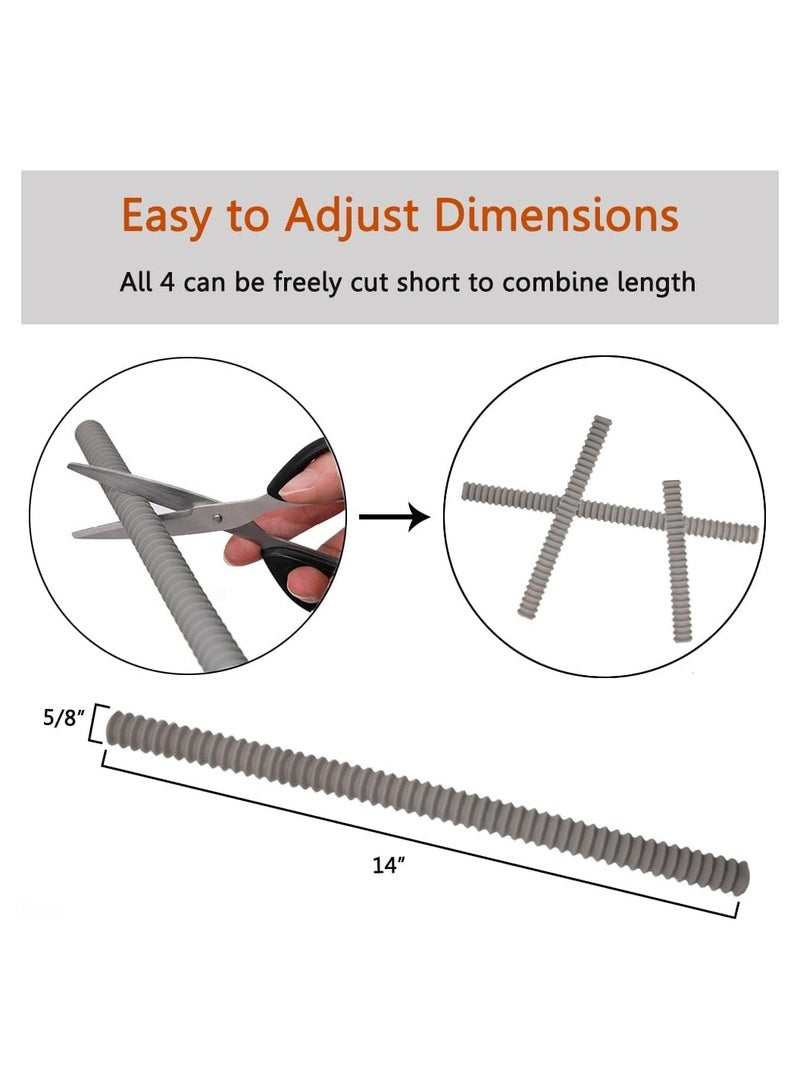 KASTWAVE Oven Rack Shields, 4 Pack Heat Resistant Silicone Oven Rack Cover 14 Inches Long Oven Rack Edge Protector, Protect Against Burns and Scars Protector Hot Strip (Grey) - Image 5