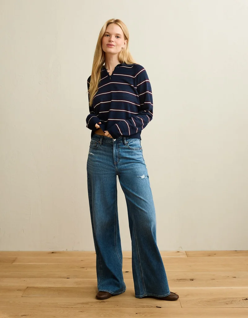 American Eagle  AE Oversized Button Up Sweater Polo for Women | Best Price UAE
