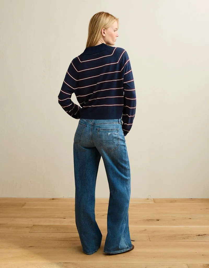 AE Oversized Button Up Sweater Polo