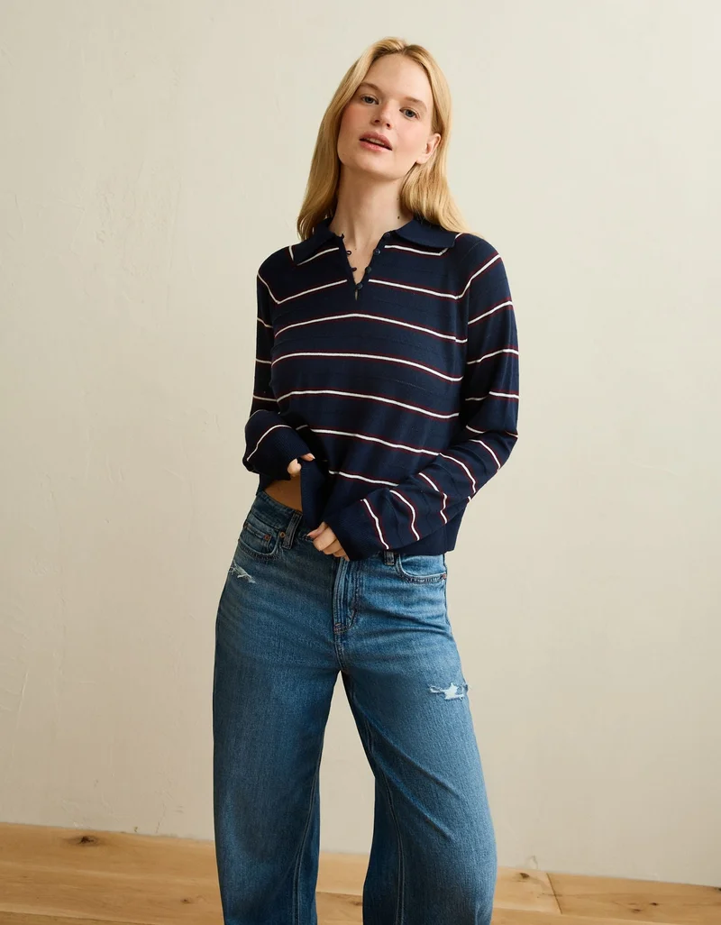 American Eagle  AE Oversized Button Up Sweater Polo for Women | Best Price UAE