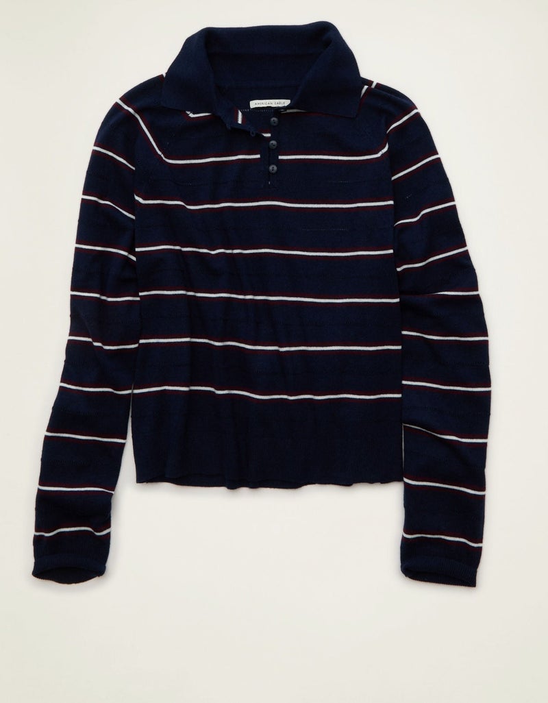 American Eagle AE Oversized Button Up Sweater Polo - Image 5