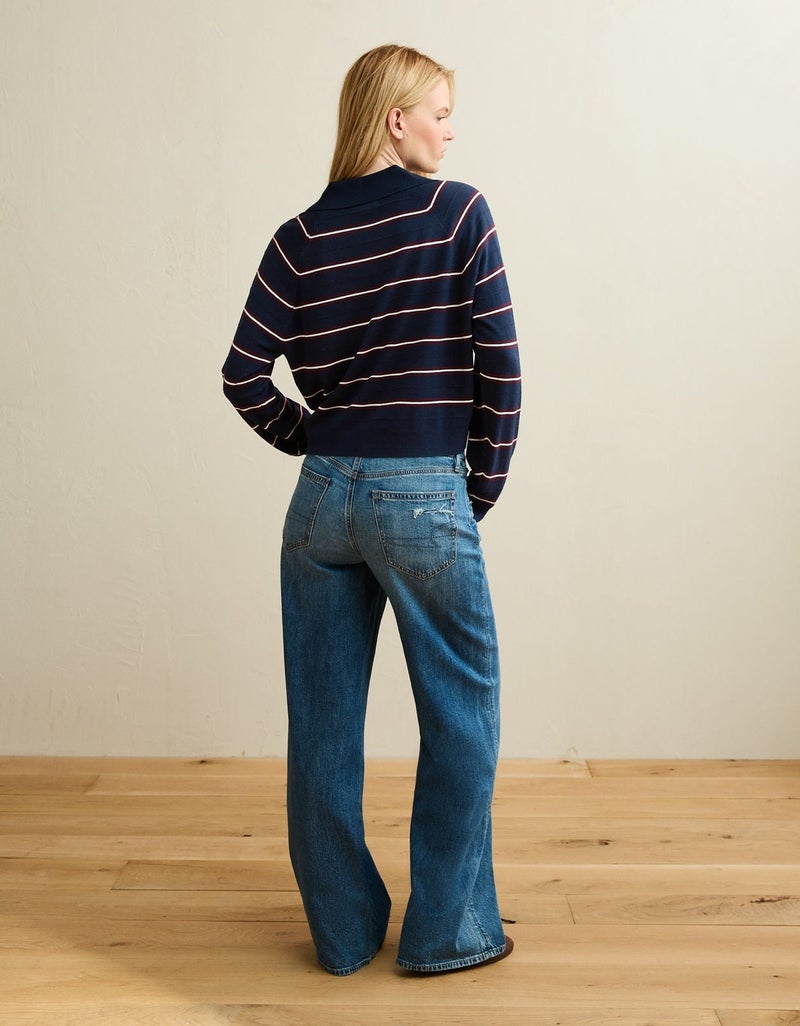 American Eagle AE Oversized Button Up Sweater Polo - Image 2