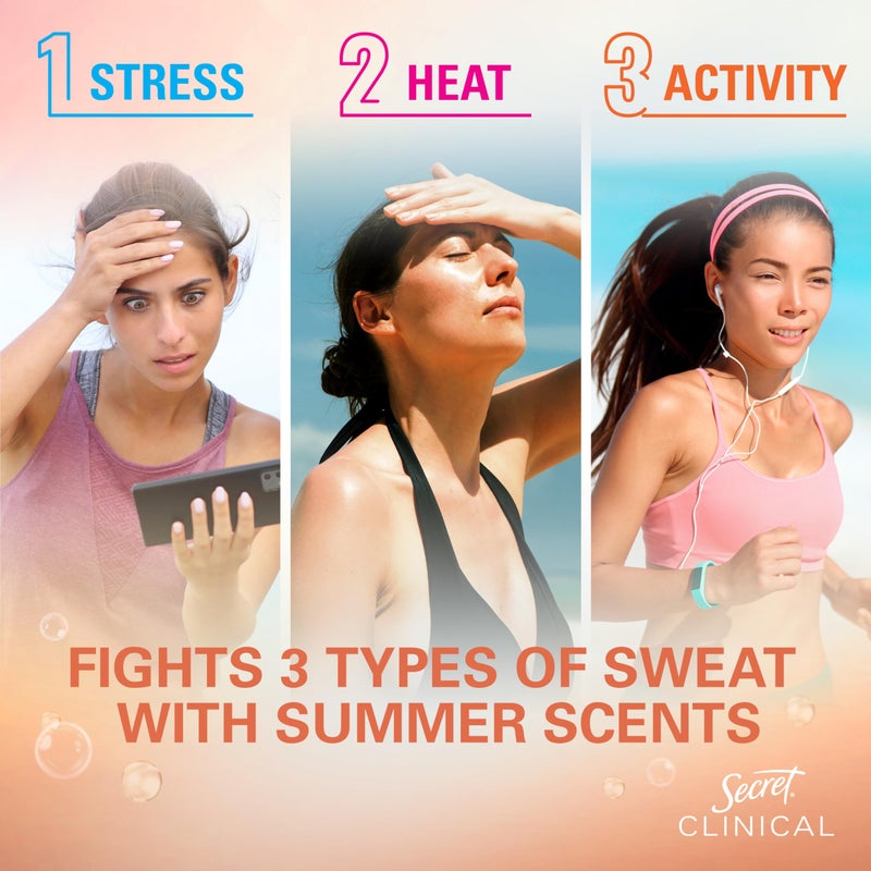 Secret Clinical Strength Antiperspirant Deodorant for Women, 3X Stress Protection, 72hr Sweat & Odor Protection, Pro-Hyaluronic Acid, Invisible Solid, Mandarin Summer Fizz Scent, 1.6 oz - Image 2