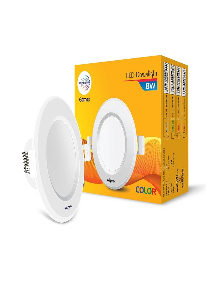 wipro Polycarbonate Garnet 8W Round Downlight Junction Box | Red | Glare-Free Design | Recessed Downlighter for False Ceiling | Cutout 3 Inch | Pack of 1 - Image 1