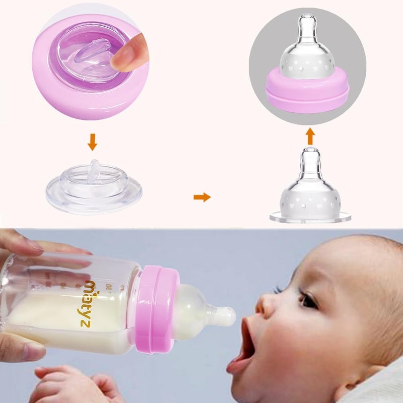 Matyz 4Pack Breast Milk Collection Bottles Pink 6 Oz Each  No BPA Glass Milk Storage Bottles with Lids  Suitable for Philips Avent  Medela Spectra Pumps - Image 5