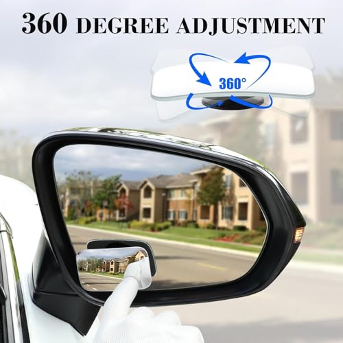 Eliane 3R Rectangle HD Glass Convex Rear View Mirror - Frameless 360° Adjustable Stick-On Blind Spot Mirror | 2 Pack for All Vehicles (Car, SUV, Truck) - Image 3