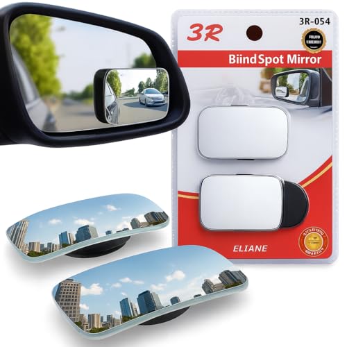 Eliane 3R Rectangle HD Glass Convex Rear View Mirror - Frameless 360° Adjustable Stick-On Blind Spot Mirror | 2 Pack for All Vehicles (Car, SUV, Truck) - Image 1