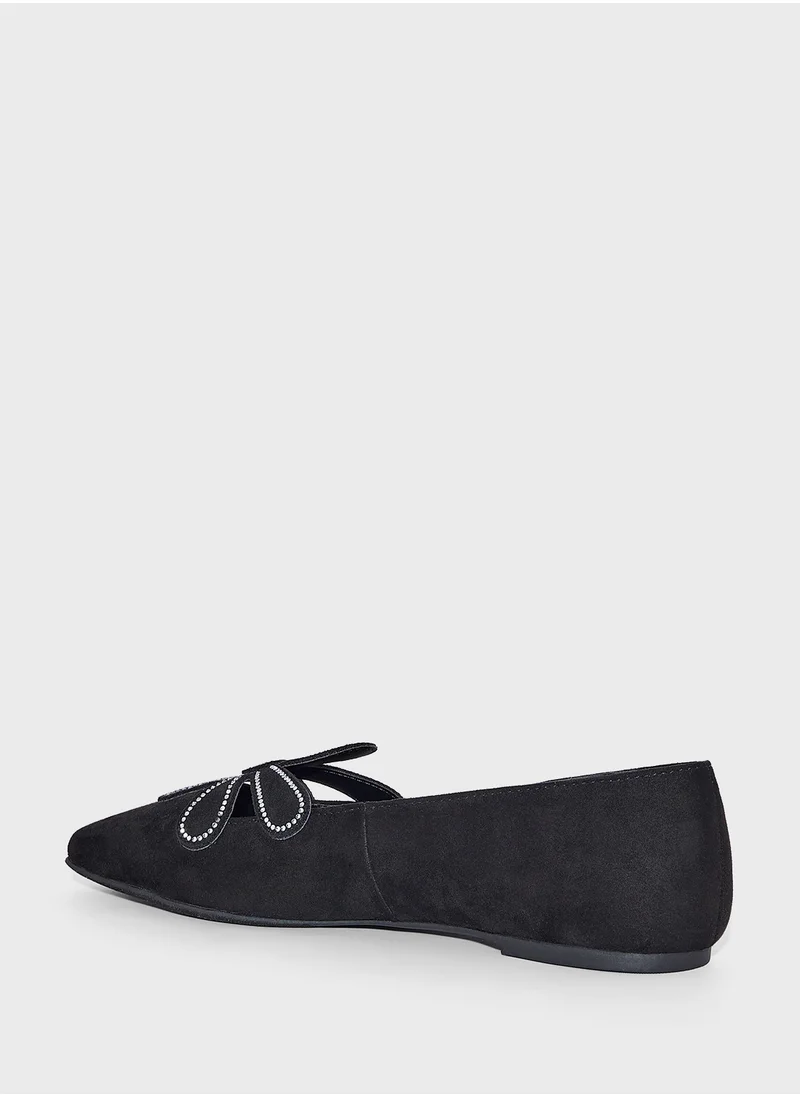 Katy Perry Close Toe Flower Detail Flat Ballerinas