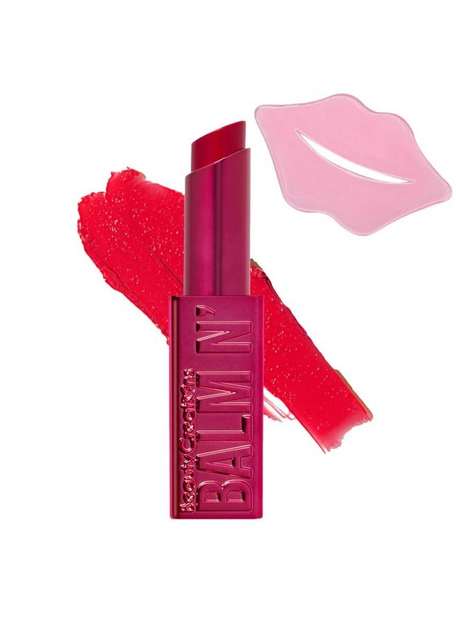 Glam Lux Beauty Bundle, Beauty Creations Balm N' Cute Scented Tinted Lip Balm, Limited Edition, Natural Colors, Long Lasting, Moisturizing W Collagen Lip Mask (Raspberry) 
