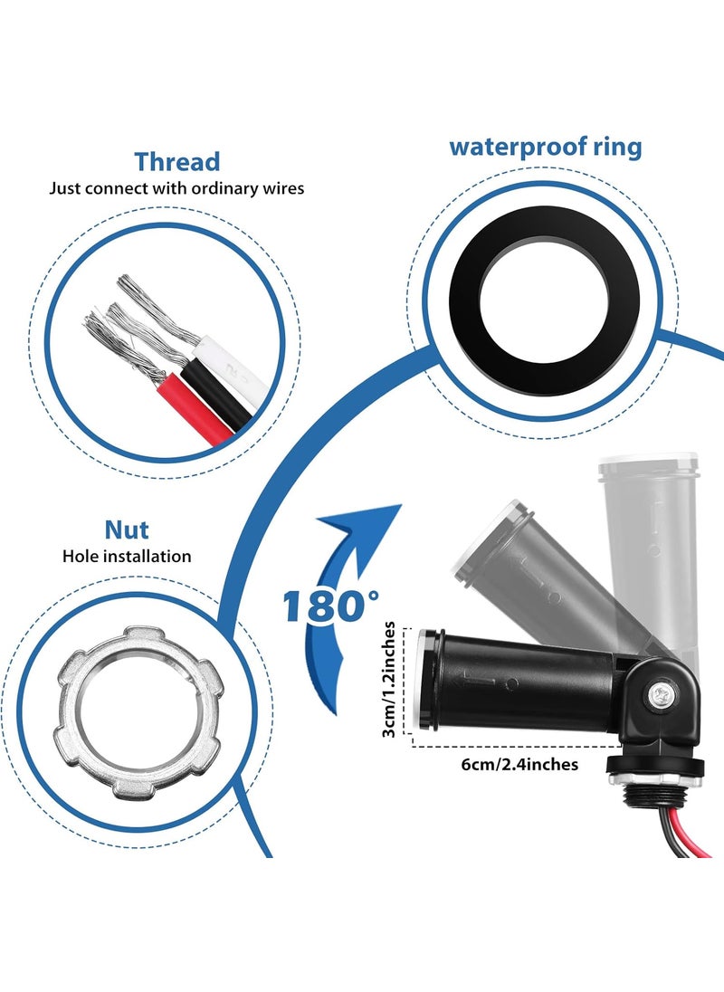 Macarrie 8 Pcs Dusk to Dawn Sensor Photoelectric Switch Photocell Light Sensor for Outdoor Lighting 120V Water Resistant for Wall Porch Yard Outdoor Light Black  - Image 2
