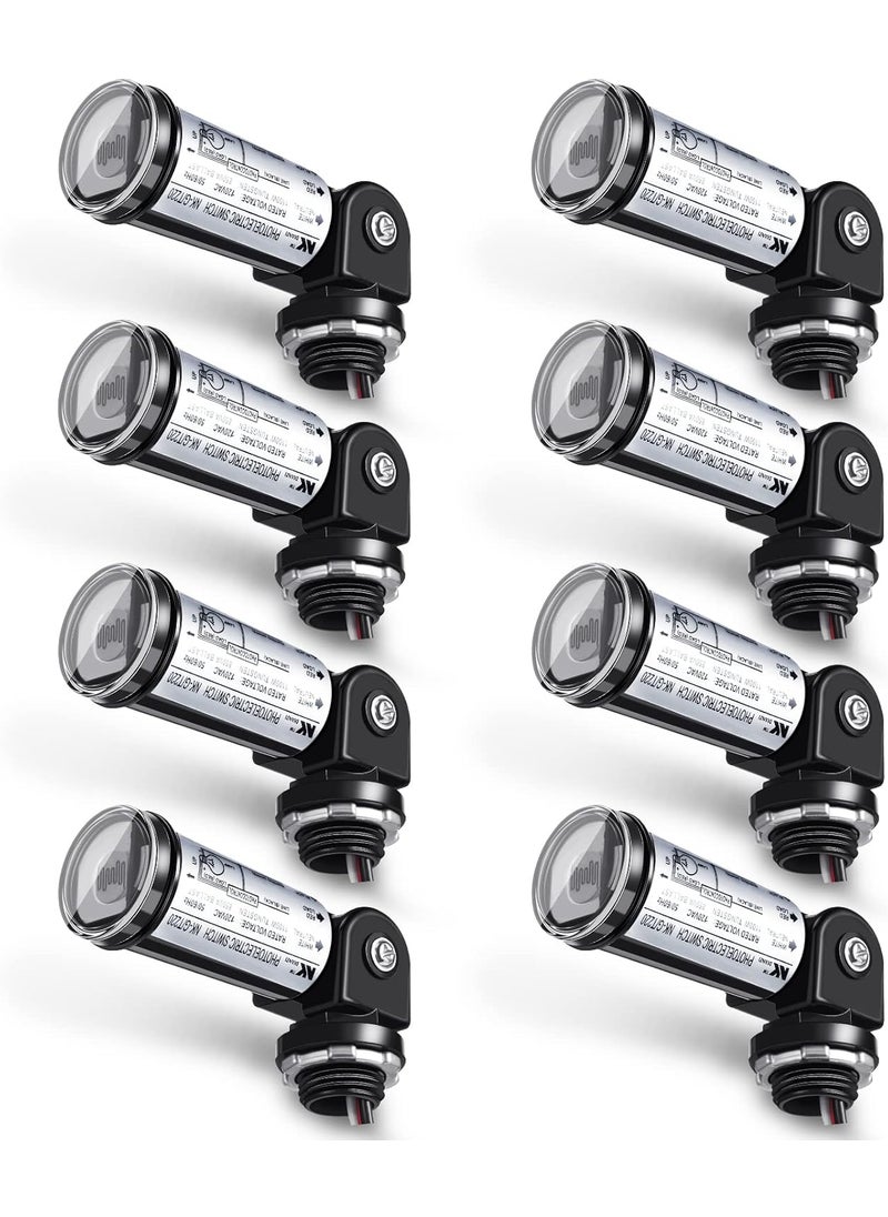Macarrie 8 Pcs Dusk to Dawn Sensor Photoelectric Switch Photocell Light Sensor for Outdoor Lighting 120V Water Resistant for Wall Porch Yard Outdoor Light Black  - Image 1