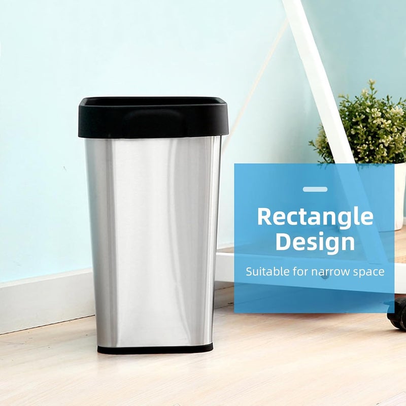 TooCust 3 Pack Stainless Steel Trash Can 3 Gallon, Open Top Trash Can, 8" x 11" x 13", Rectangle Rubbish Bin, Slim and Narrow, No Lid Small Wastebasketfor Kitchen, Bathroom, Living Room, Office - Image 4