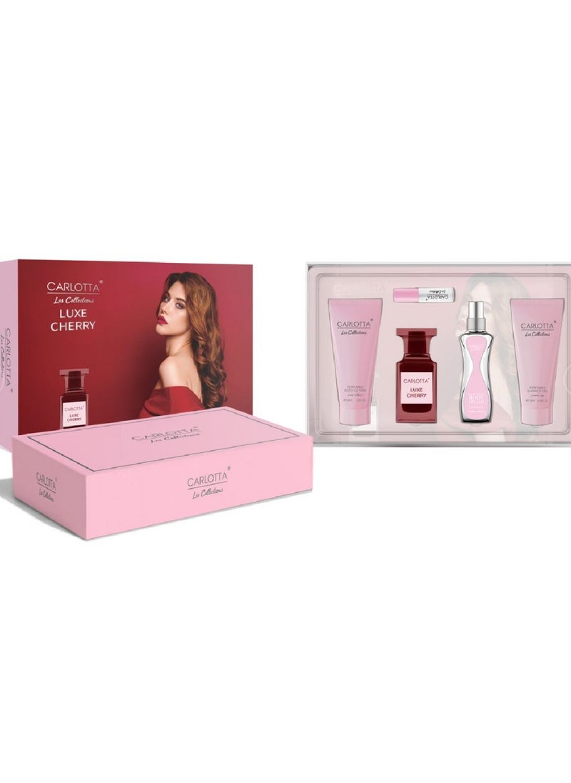 Carlotta Lux Cherry perfume set for women - perfume + lotion + body mist + small sample + shrugel from Carlotta  - Image 1