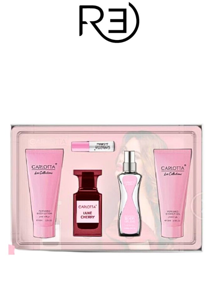 Carlotta Lux Cherry perfume set for women - perfume + lotion + body mist + small sample + shrugel from Carlotta  - Image 2