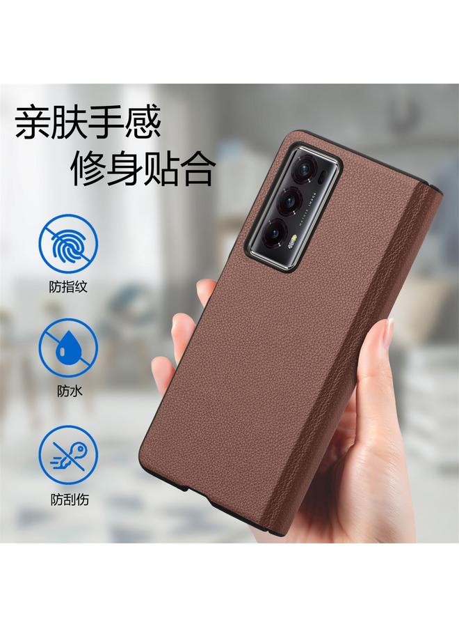 زبون جراب لهاتف Honor Magic V2 Litchi مزود بمفصلة مغناطيسية ومضاد للصدمات - Image 4