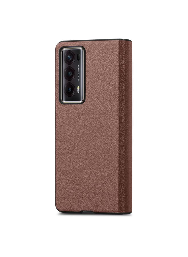 زبون جراب لهاتف Honor Magic V2 Litchi مزود بمفصلة مغناطيسية ومضاد للصدمات - Image 1