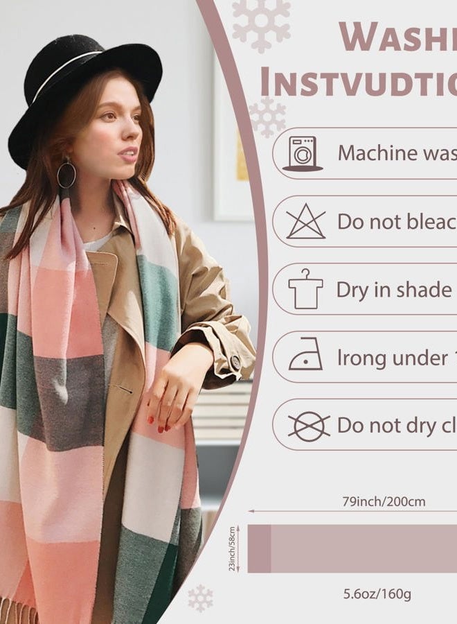YSense Women's Long Plaid Blanket Chunky Oversized Winter/Fall Warm Scarf Big Tartan Scarves Wrap Shawl, A-Pink - Image 2