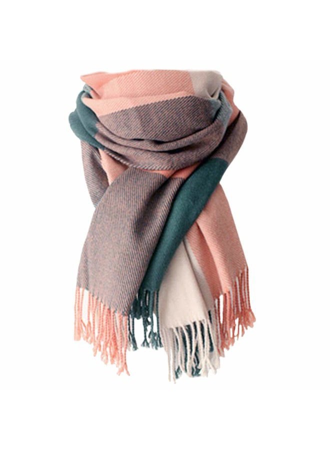 YSense Women's Long Plaid Blanket Chunky Oversized Winter/Fall Warm Scarf Big Tartan Scarves Wrap Shawl, A-Pink - Image 1
