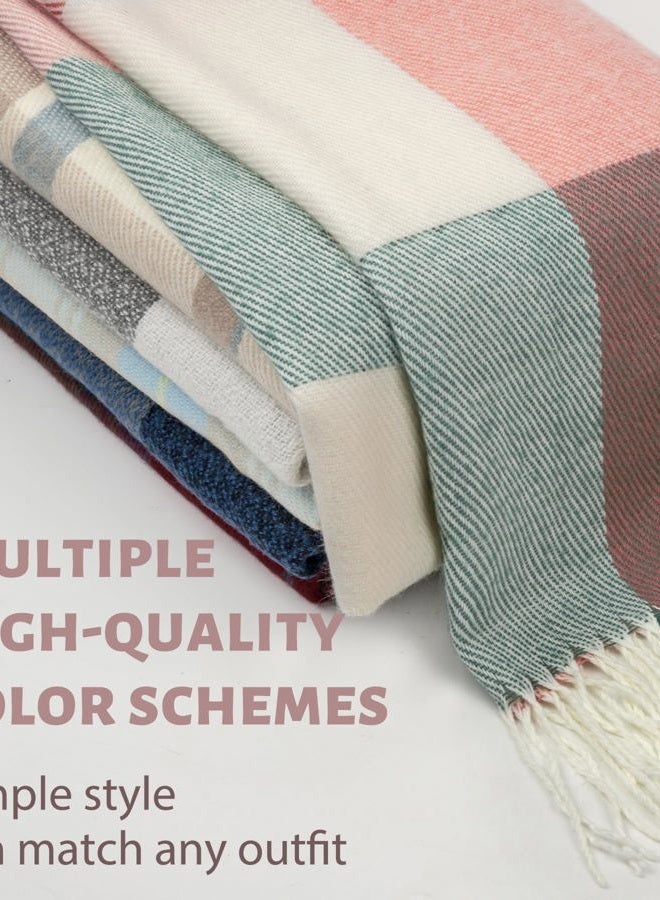YSense Women's Long Plaid Blanket Chunky Oversized Winter/Fall Warm Scarf Big Tartan Scarves Wrap Shawl, A-Pink - Image 4