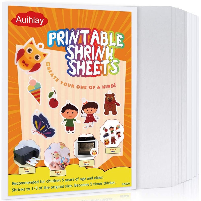 Auihiay Auihiay 12 Pieces Printable Shrinky Plastic Sheets Shrink Films Papers for Kids Easter Ornament and Mothers Day Gifts 6 White and 6 Semitransparent 83 x 116 inch  21 x 295 cm 