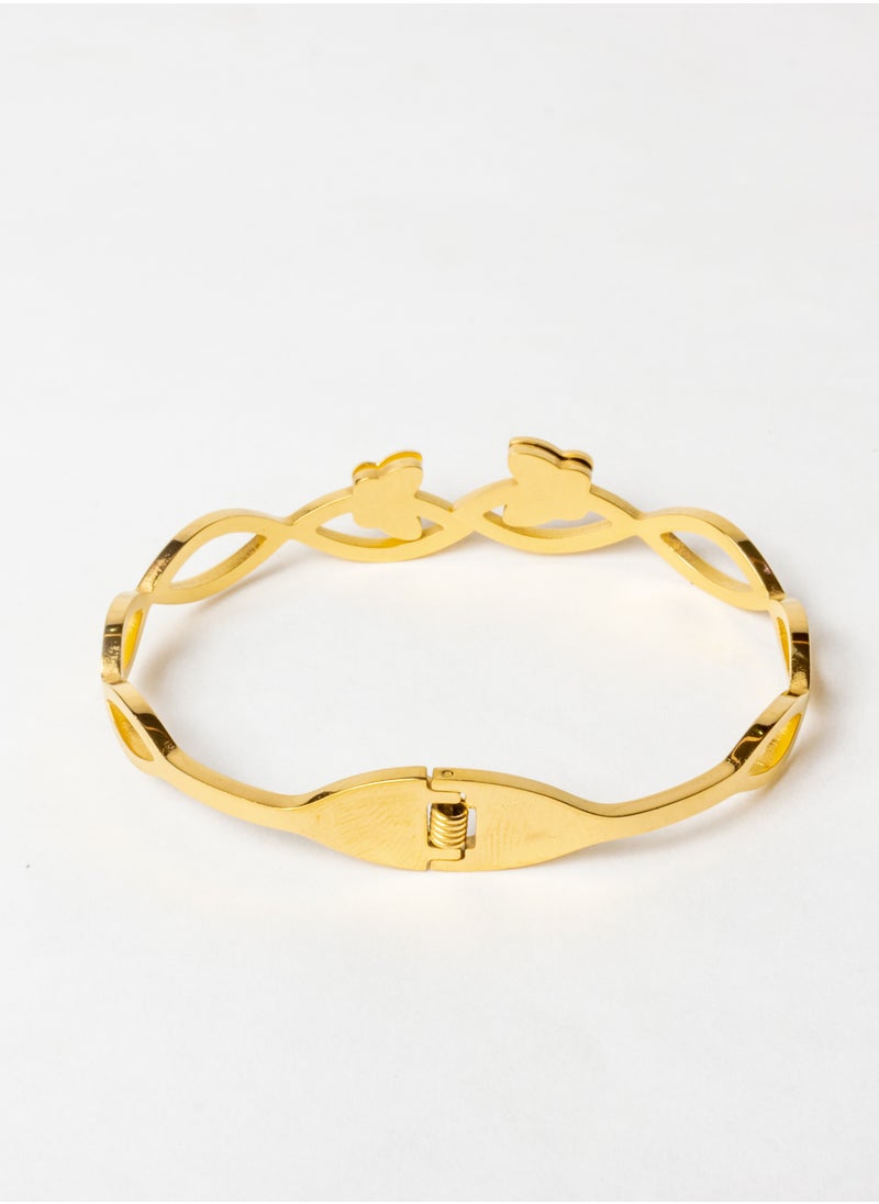 The Black Pearl Accessories - Stainless Steel 316 Bangal Bracelet with a Butterfly Premium Quality & Against Color Change - Image 1