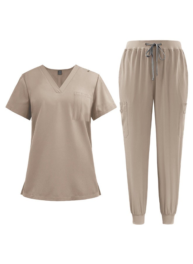 NIBEMINENT Elastic Soft Jogger Suits Hospital Nurse Uniforms Clinic Operating Room Workwear Medical Tops Pants Set Scrubs Medical Women - Image 1