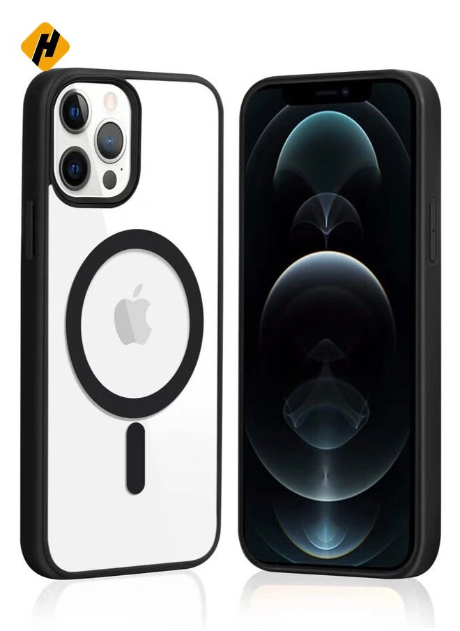 Generic - iPhone 12 Pro Max Case Clear Magsafe Slim Cover, Ultra-Thin Shockproof and Anti-Yellow Transparent Protective Cover Compatible for Apple iPhone 12 Pro Max 6.7 inch - Black - Image 1