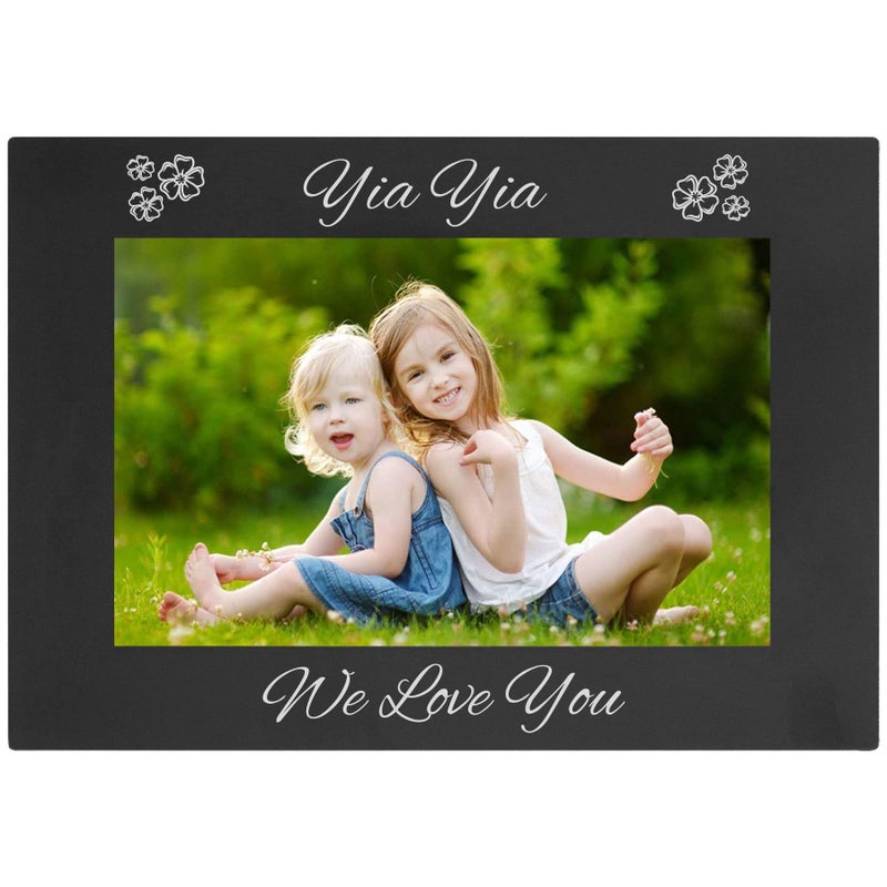 CustomGiftsNow Yiayia We Love You Engraved Anodized Aluminum HangingTabletop Group Family Photo Picture Frame