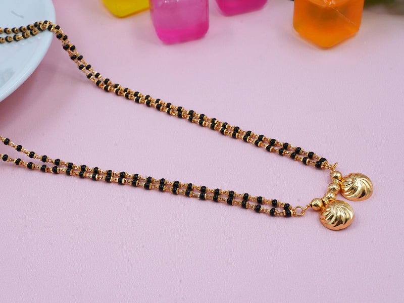 JHB 24 inch jewellery's Traditional Temple Forming One Gram Gold Stylish Maharashtrian Wati Mangal sutra Set Tanmaniya Black Vati Mangalsutra For Women - Image 3