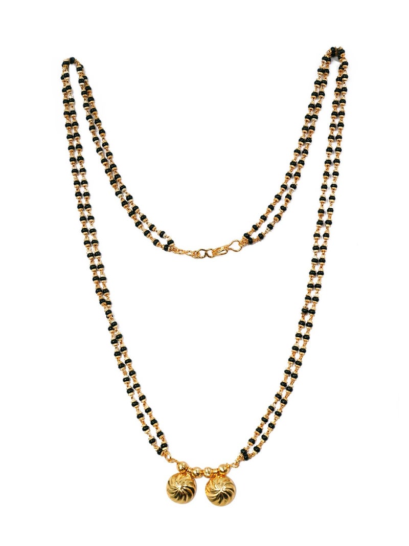 JHB 24 inch jewellery's Traditional Temple Forming One Gram Gold Stylish Maharashtrian Wati Mangal sutra Set Tanmaniya Black Vati Mangalsutra For Women - Image 1