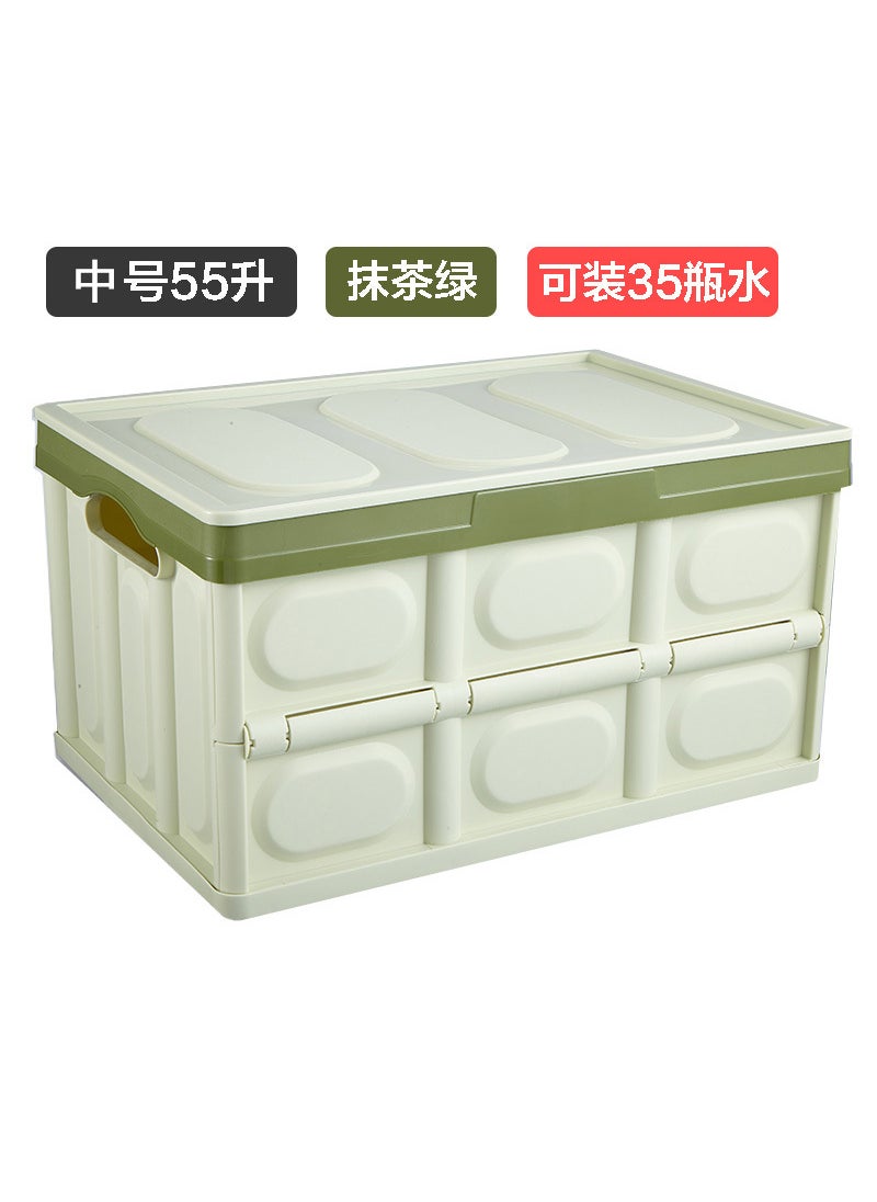 Generic - Foldable Plastic Storage Box for Car Trunk Home Office Multi-Functional Organizer Box Made in China Vehicle Storage Container Green (large 55L-45*30*25cm) - Image 1