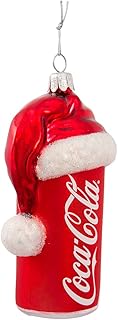 Coca-Cola Kurt Adler 4-1/2-Inch Glass Can with Santa Hat Ornament - Image 1