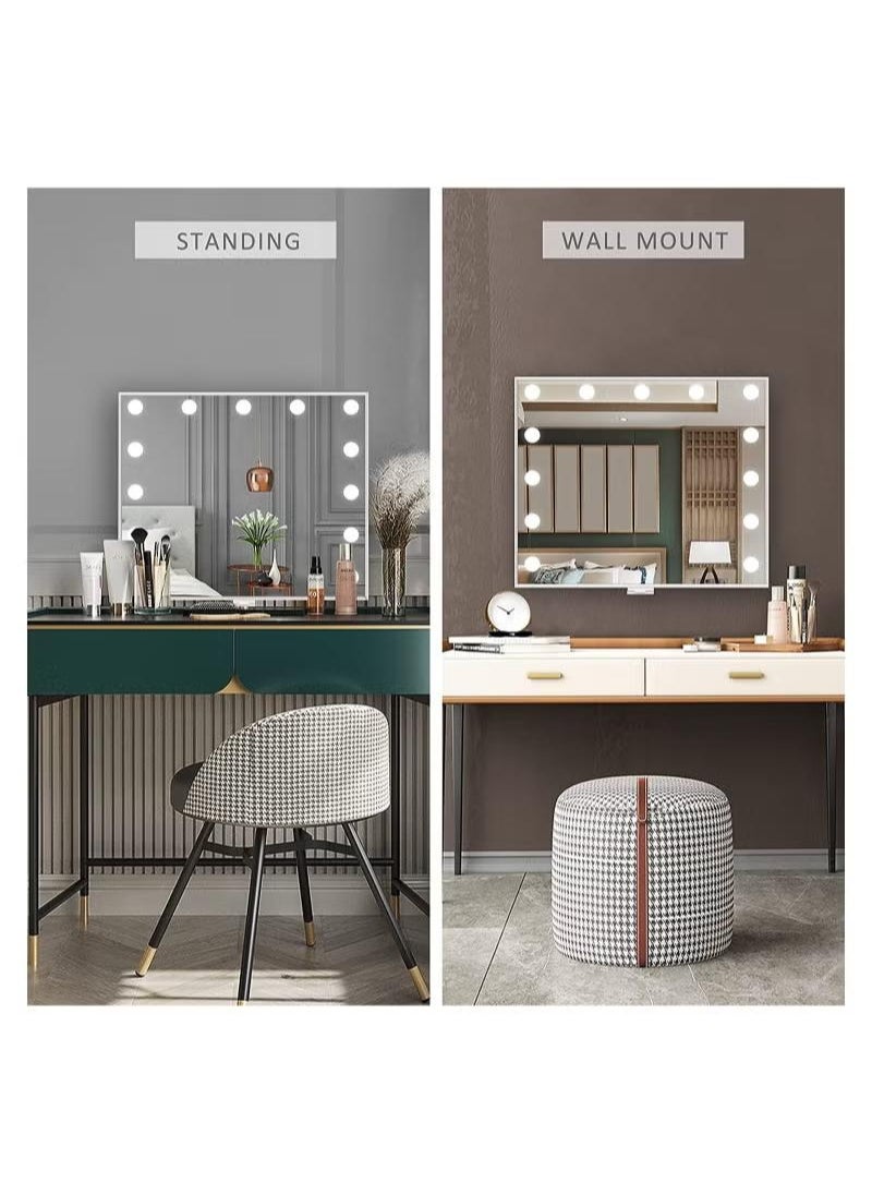 XiuWoo Vanity Mirror with Lights,24 inch×20 inch Vanity Lighted Mirror with Smart Touch Control Dimmer Bulbs, 3 Color Lights Modes,HD Mirror, Smart Touch Control, with USB Charging Port  - Image 3