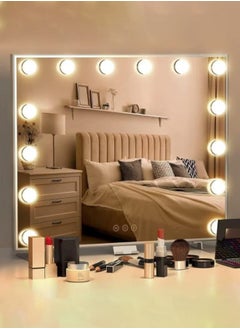 XiuWoo Vanity Mirror with Lights,24 inch×20 inch Vanity Lighted Mirror with Smart Touch Control Dimmer Bulbs, 3 Color Lights Modes,HD Mirror, Smart Touch Control, with USB Charging Port  - Image 1