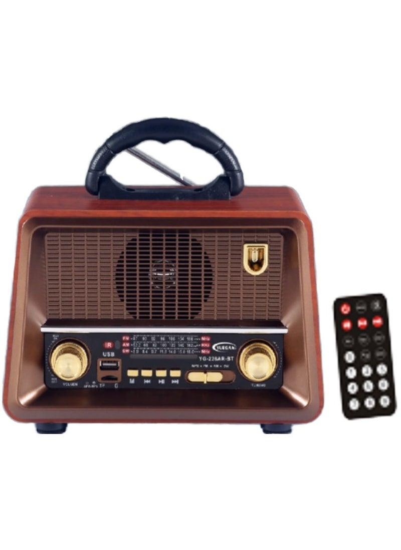 دينكس - راديو HI-FI قابل لإعادة الشحن مع ريموت تحكم عن بعد، بطارية ذات سعة كبيرة، محمول ، راديو FM بنمط قديم، يدعم البلوتوث ومدخل بطاقة ذاكرة اس دي، يو اس بي ومنفذ يو اكس - Image 1