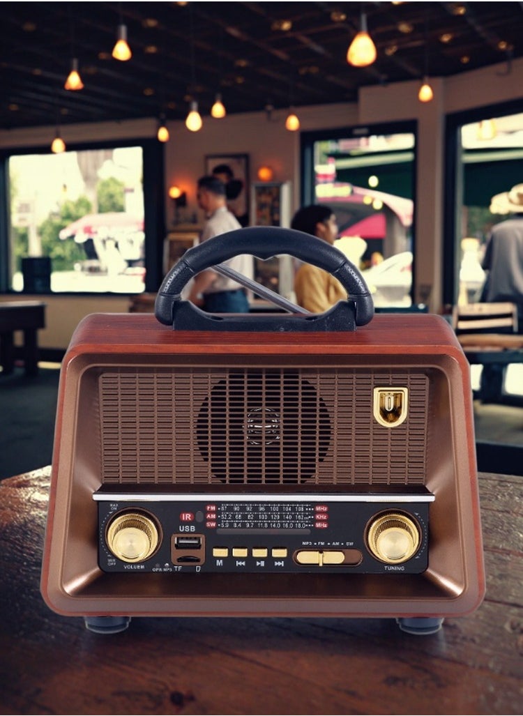 دينكس - راديو HI-FI قابل لإعادة الشحن مع ريموت تحكم عن بعد، بطارية ذات سعة كبيرة، محمول ، راديو FM بنمط قديم، يدعم البلوتوث ومدخل بطاقة ذاكرة اس دي، يو اس بي ومنفذ يو اكس - Image 1
