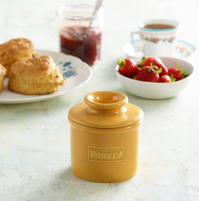 Butter Bell - The Original Butter Bell crock by L Tremain, a Countertop French Ceramic Butter Dish Keeper for Spreadable Butter, CafÃ© Retro Collection, Golden Yellow, Glossy Finish - Image 4