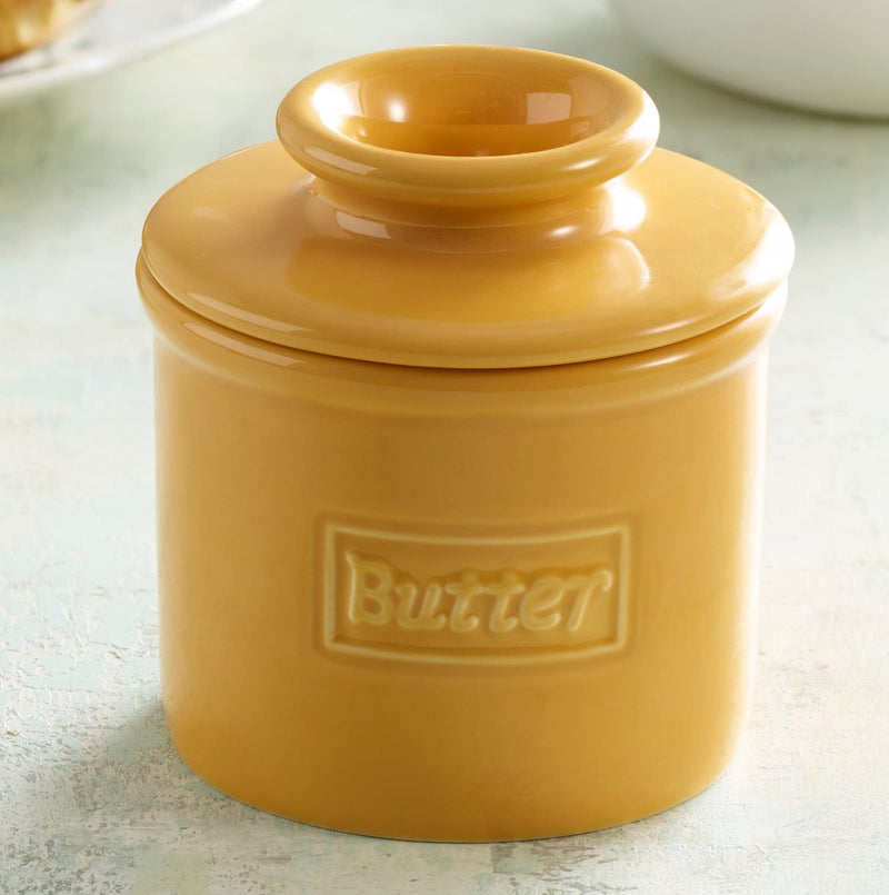 Butter Bell - The Original Butter Bell crock by L Tremain, a Countertop French Ceramic Butter Dish Keeper for Spreadable Butter, CafÃ© Retro Collection, Golden Yellow, Glossy Finish - Image 2