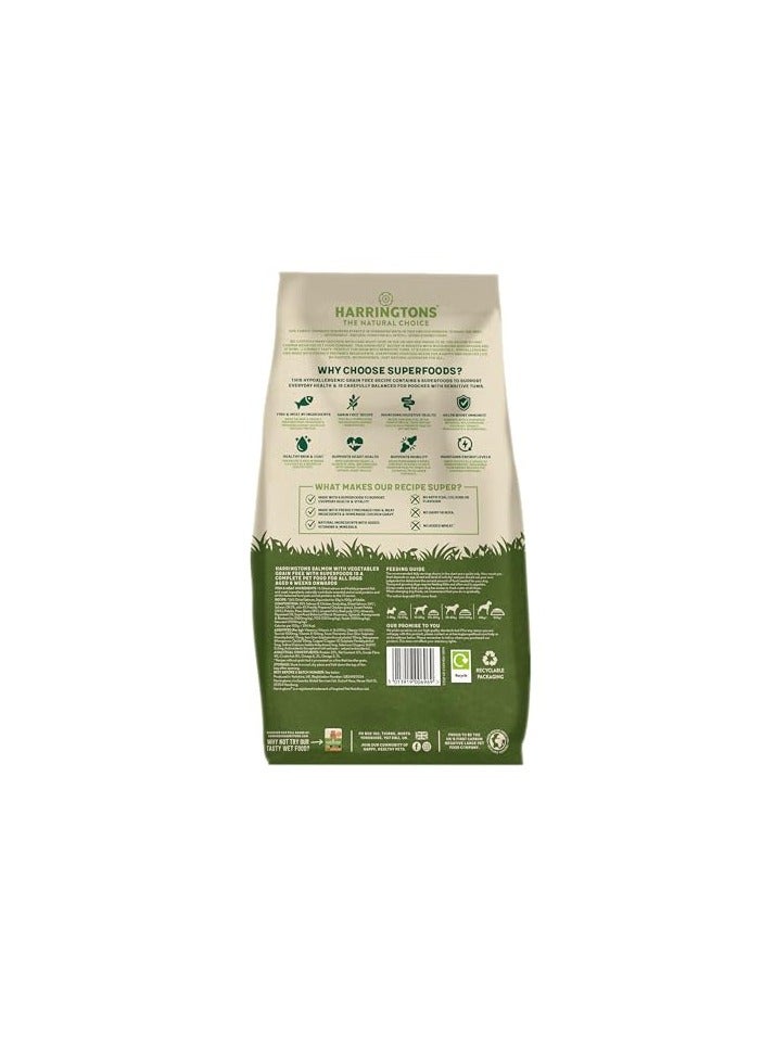 Superfoods Complete Grain Free Hypoallergenic Salmon with Veg Dry Adult Dog Food 1.7kg (Pack of 4) - Made with All Natural Ingredients