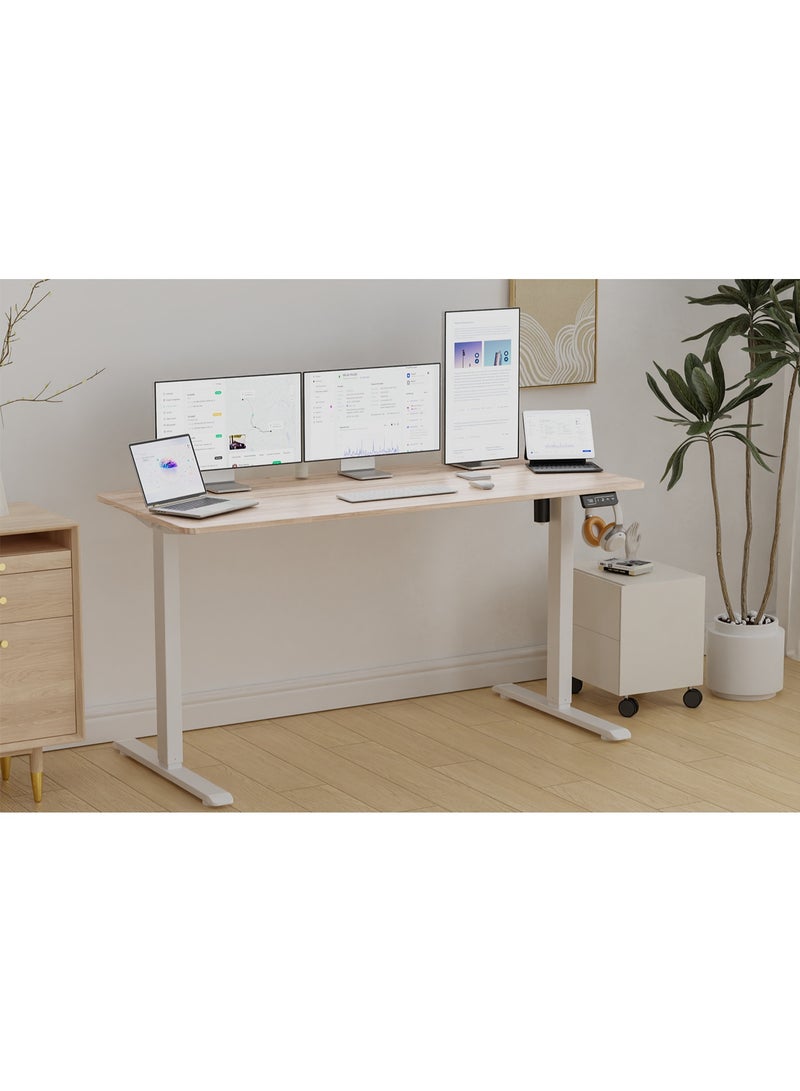 Anovara Anovara Standing Desk Height Adjustable Desk Standing Desk 140 X 60cm Adjustable Office Desk Stand Up Computer Desk (Beige, 140cm)  - Image 3