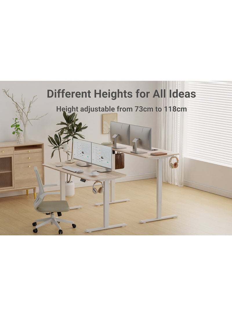 Anovara Anovara Standing Desk Height Adjustable Desk Standing Desk 140 X 60cm Adjustable Office Desk Stand Up Computer Desk (Beige, 140cm)  - Image 2