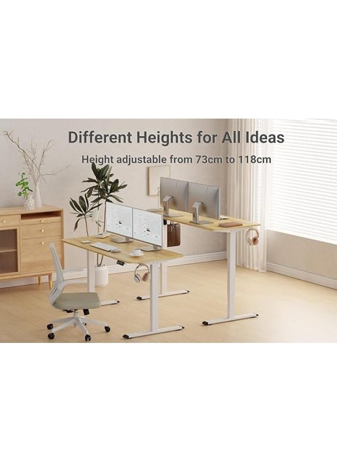 Anovara - Anovara Standing Desk Height Adjustable Desk Standing Desk 100 X 60cm Adjustable Office Desk Stand Up Computer Desk (Beige, 140cm) - Image 1