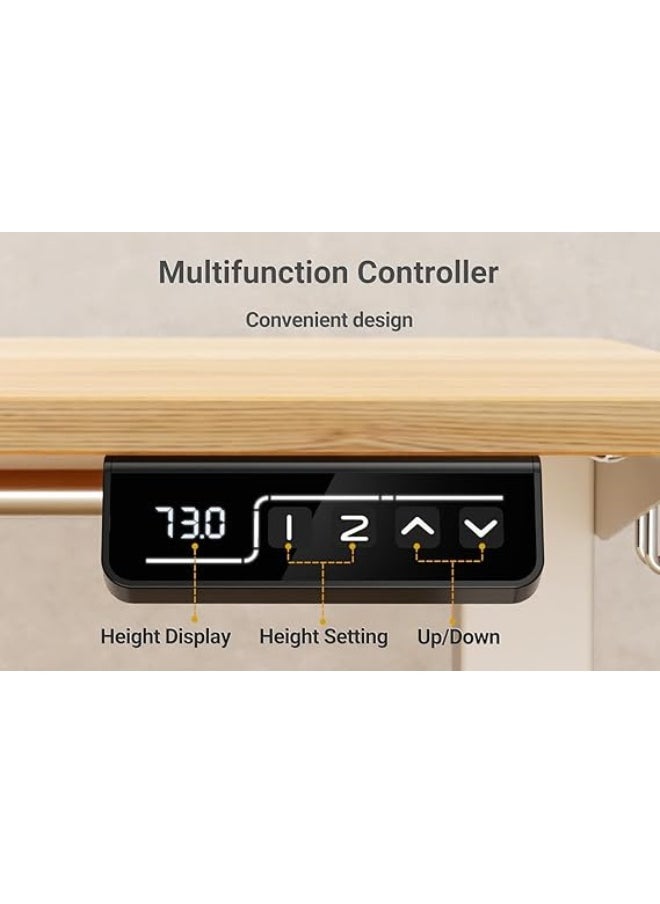 Anovara - Anovara Standing Desk Height Adjustable Desk Standing Desk 100 X 60cm Adjustable Office Desk Stand Up Computer Desk (Beige, 140cm) - Image 1