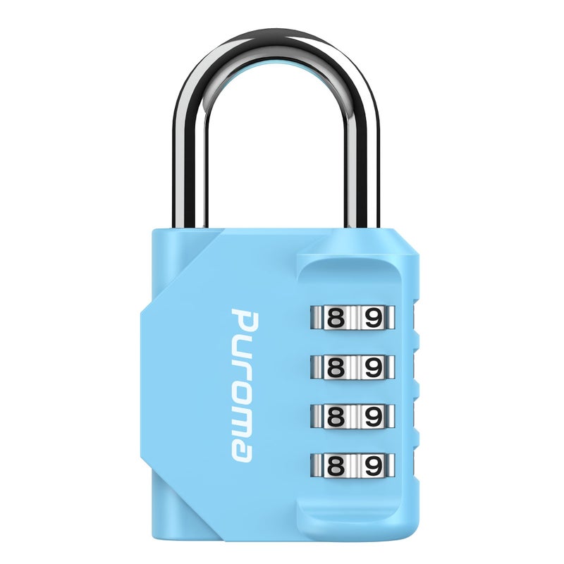 Puroma 1 Pack Combination Lock for Locker 4 Digit Outdoor Waterproof Padlock for School Gym Sports Fence Toolbox Gate Case Outdoor Hasp Storage Cabinets Sky Blue