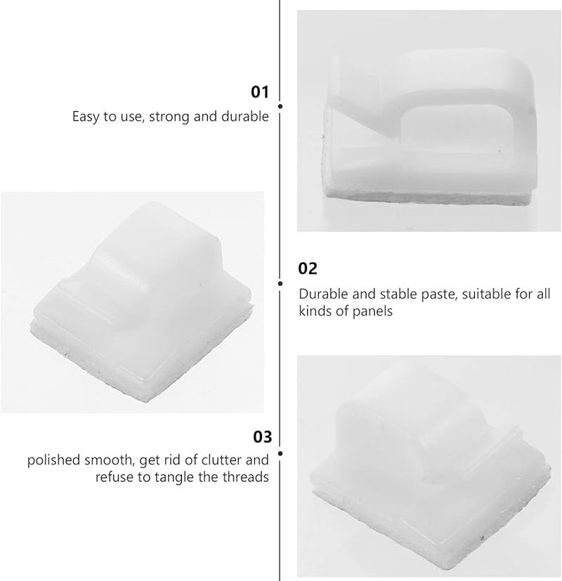 100 Pcs Self Adhesive Cable Management Clips Cord Organizer Wire Clamps White - Image 3