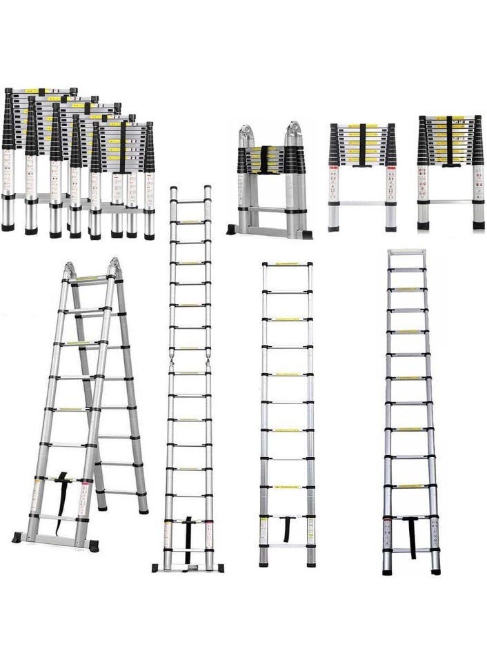 Aluminium Telescopic Ladder – Extendable Folding Loft Ladder, EN131 Certified, 2.6m, Max Load 150kg - Image 1