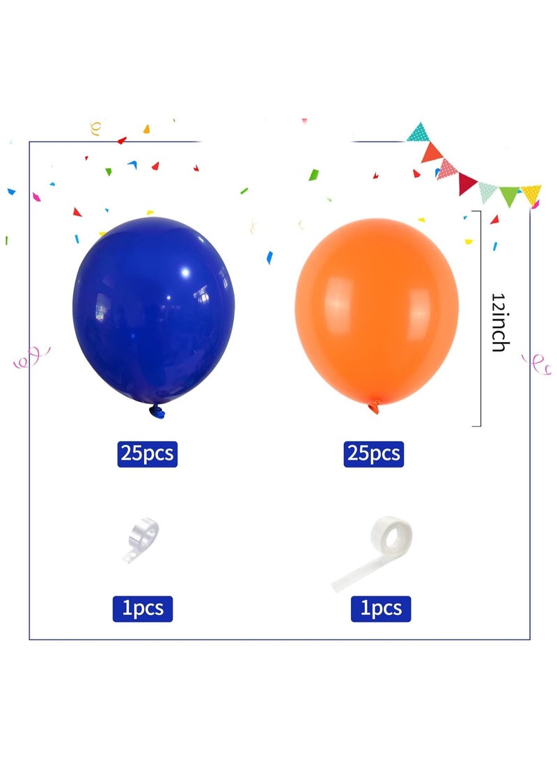 Home zone 50PCS Blue and Orange Latex Balloon Blue and Orange Party Balloons Birthday Decoration for Girls Boys Birthday Party Baby Shower Bridal Shower Engagement - Image 2