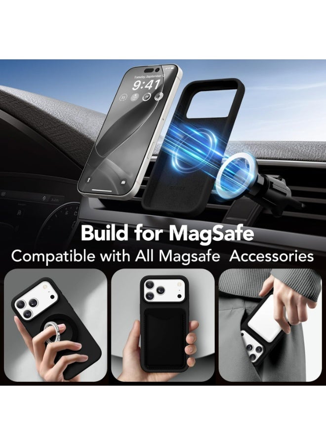 غطاء آيفون 17 برو ماكس من السيليكون السائل، متوافق مع MagSafe، مقاوم للصدمات بدرجة عسكرية، مضاد للاصفرار والانزلاق والبصمات، بتصميم أنيق وناعم ورفيع (أسود) - Image 3
