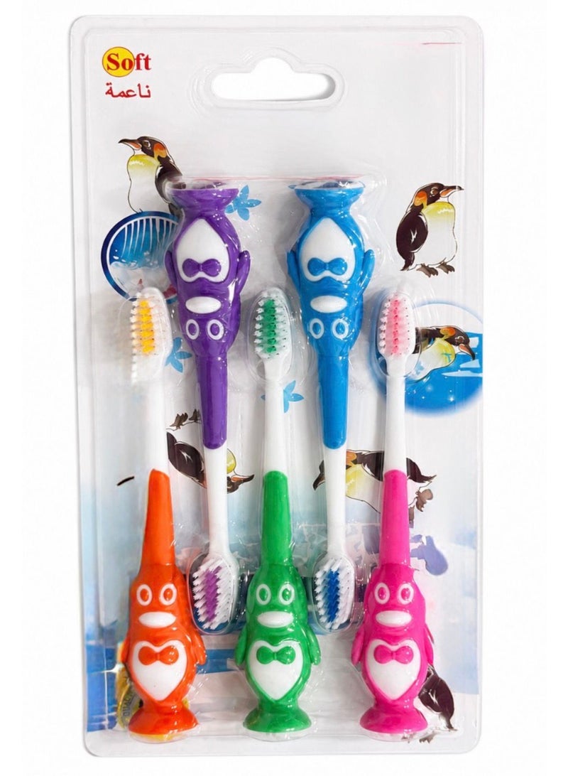 Kids Soft Toothbrush Set Cartoon Design – 5 Pieces