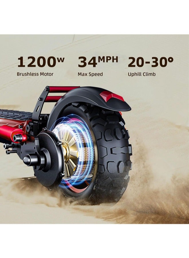 Denzoz Electric Scooter  1200W Motor 12-34KM/H Speed Smart App Control Triple LED Headlamps & Foldable Design with Smart Lock & Flashing Mode Front/Rear Suspension - Image 2